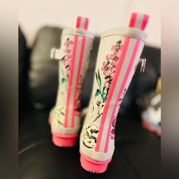 Joules Women's Molly Welly Silver Harvest Floral Knee-High Rubber Rain Boot - 9 - Picture 3 of 7